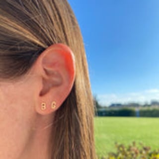 Kelly Bello Initial Studs with Single Diamond