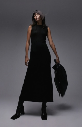 Sleeveless Ribbed Sweater Dress