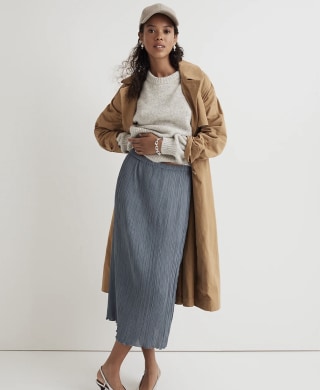 Plissé Midi Slip Skirt