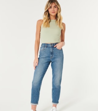 Hollister ultra high rise mom jeans best sale