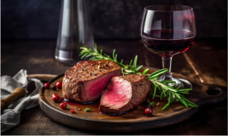 Eagle Rock Beef Valentine's Day box with filet mignon and rosemary on a plate