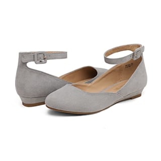 Dream Pairs Womens Low Wedge Ankle Strap Casual Flats