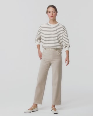 Stretch Twill Cropped Wide Leg Pant