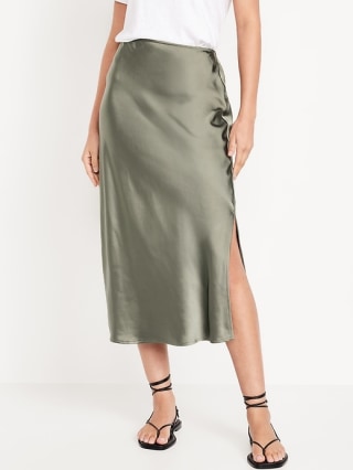 Satin Midi Slip Skirt