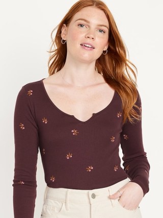 Long-Sleeve Rib-Knit T-Shirt