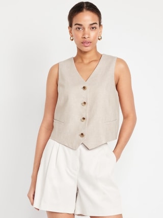 Linen-Blend Vest