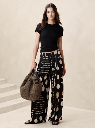 Banana Republic Satin Pleated Wide-Leg Pant