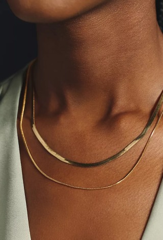 Anthropologie Double Layer Herringbone Necklace
