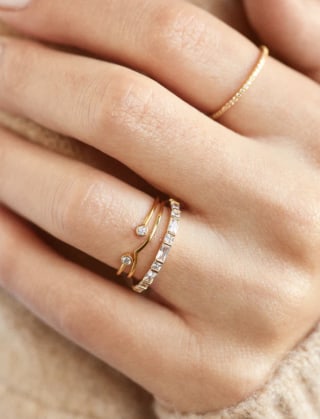BaubleBar Mariah 18K Gold Ring Set