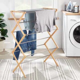 Rubber Wood and Stainless Steel Drying Rack