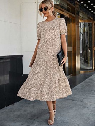 Puff-Sleeve Midi Dress