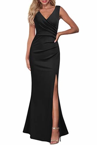 Sleeveless V-Neck Evening Cocktail Dress