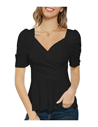 Grace Karin Wrap Peplum Top