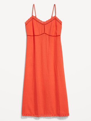 Linen-Blend Midi Dress