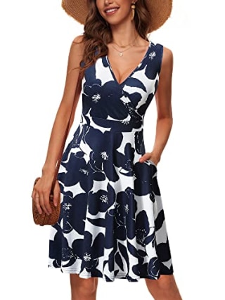 Guberry Wrap Floral Midi Casual Beach Sundress