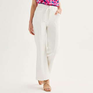 Pleated High Rise Tie Belt Wide Leg Pants