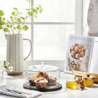 Wood and Glass Covered Dessert Storage