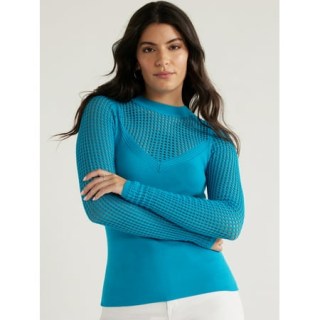V-Neck Mesh Pullover Sweater