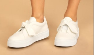 Calissa White Bow Flatform Sneakers