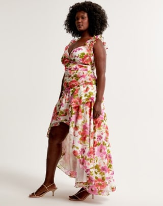 Ruffle Strap High-Low Maxi Dress