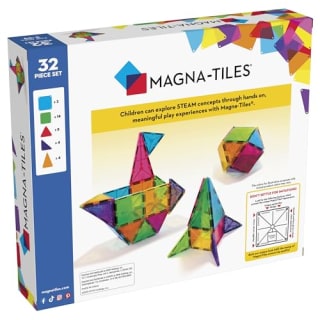 Child playing with Magna-Tiles.