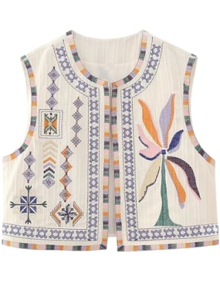 Vintage Floral Embroidered Vest