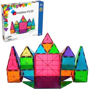 Child playing with Magna-Tiles.