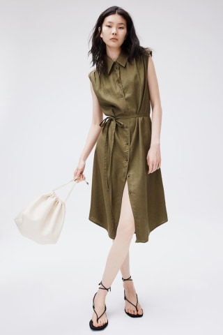 Linen-Blend Shirt Dress