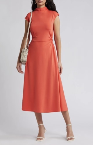 Ring Detail A-Line Midi Dress