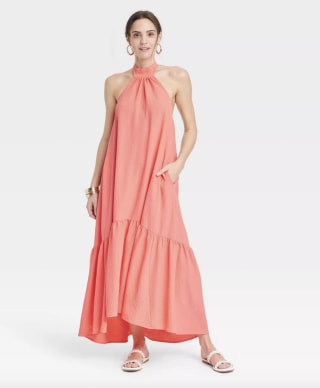 Halter Hi-Lo Midi Dress