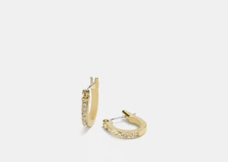 Coach Outlet Pave Signature Huggie Earrings