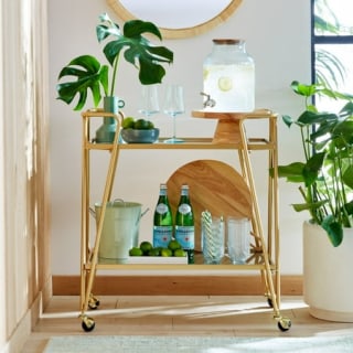 2-Tier Mid-Century Mobile Bar Cart