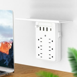 Multi Plug Wall Outlet with Shelf and Night Light