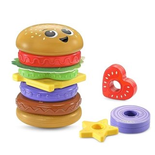Child playing with LeapFrog 4-in-1 Learning Hamburger.