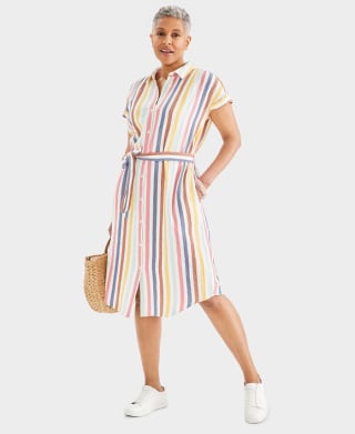 Cotton Gauze Short-Sleeve Shirt Dress