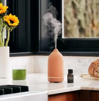 Vitruvi stone diffuser on a countertop. 