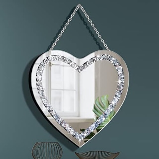 Diamond Heart-Shaped Silver Mirror