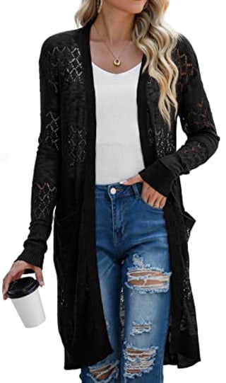 Lightweight Long Sleeve Crochet Cardigan