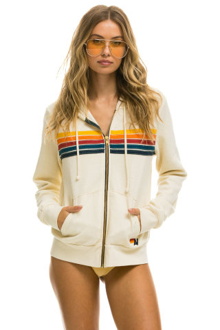 5-Stripe Vintage White Hoodie