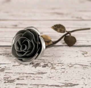 Silver Steel Metal Rose