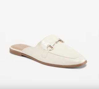 Faux-Leather Loafer Mule Shoes for Women