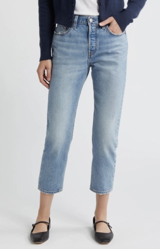 501 High Waist Crop Straight Leg Jeans