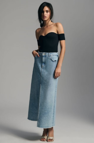 The Madi Front-Slit Denim Skirt