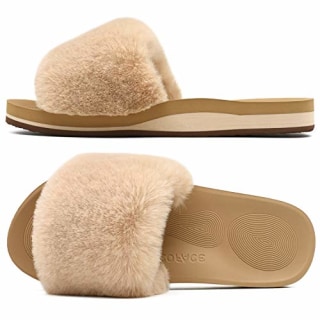 Coface Womens Slides Fuzzy Slippers
