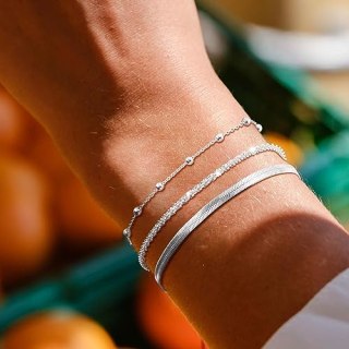 Silver Layered Bracelets Set