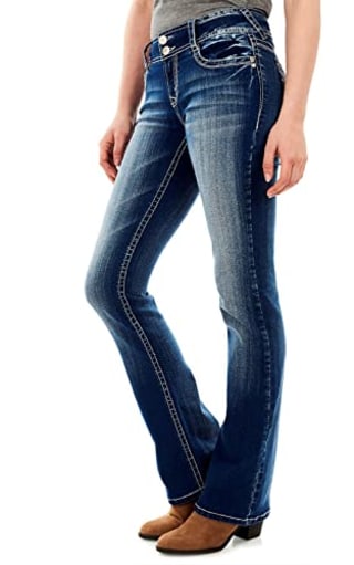WallFlower Women's Curvy Bootcut Mid-Rise Jeans