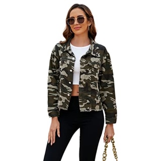 Cropped Camo Denim Jacket 