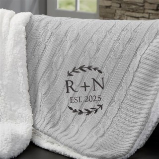Their Initials Personalized Knit Throw Blanket