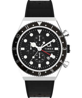 Q Timex Three-Time Zone Chronograph 40mm Watch