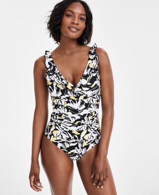 Ruffle Neck One-Piece Swimsuit